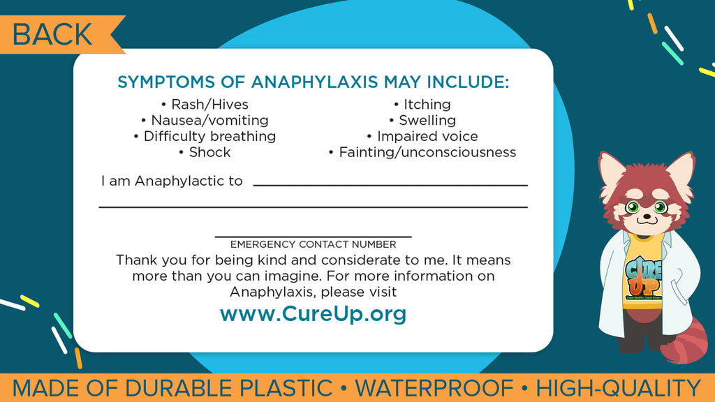 Anaphylactic - Anaphylaxis Assistance Card - 3 Pack