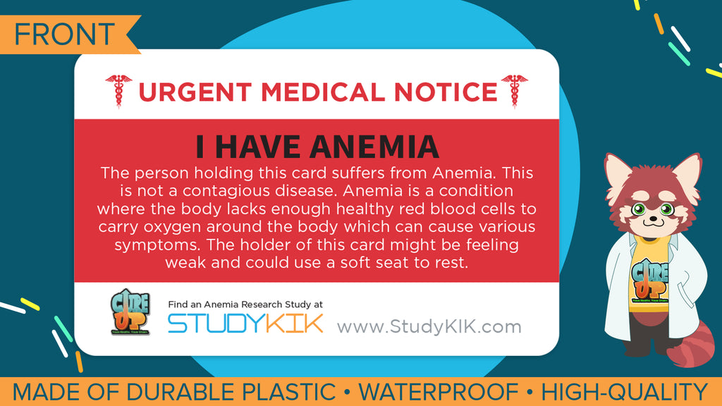Anemia Assistance Card - 3 pack with Cardholder!