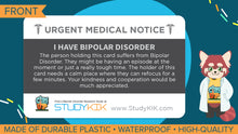 Load image into Gallery viewer, Bipolar Disorder Assistance Card - 3 Pack