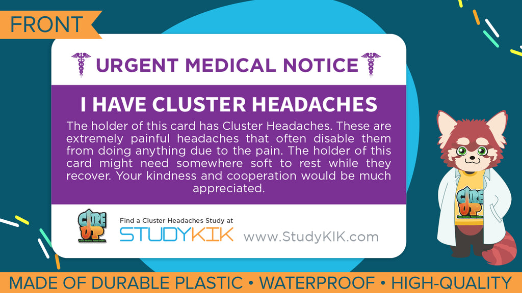 Cluster Headaches Assistance Card - 3 pack with Cardholder!