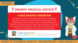 Marfan Syndrome Assistance Card - 3 Pack