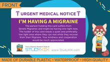 Load image into Gallery viewer, Migraine Assistance Card - 3 pack with Cardholder!