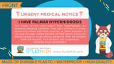 Palmar Hyperhidrosis Assistance Card - 3 Pack