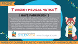 Parkinson's Disease Assistance Card - 3 pack with Cardholder!