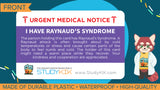 Raynaud's Syndrome Assistance Card - 3 Pack