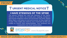Load image into Gallery viewer, Stenosis of the Spine Assistance Card - 3 Pack