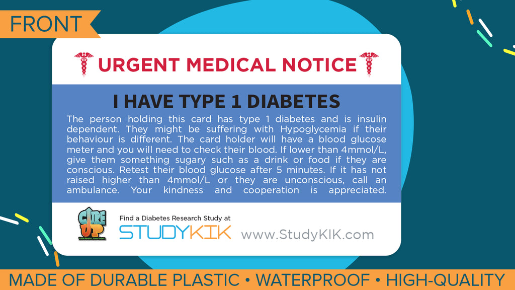 Type 1 Diabetes Assistance Card - 3 pack with Cardholder!