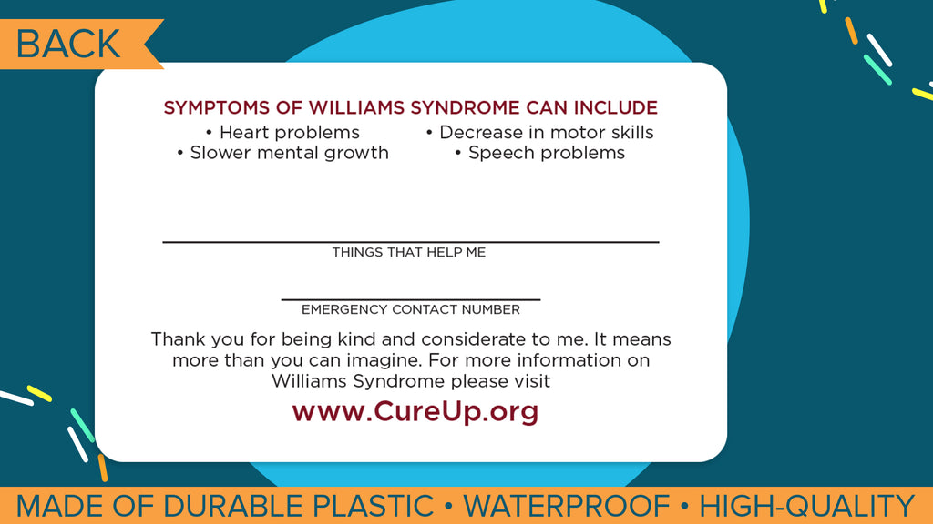 Williams Syndrome Assistance Card - 3 Pack