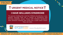 Load image into Gallery viewer, Williams Syndrome Assistance Card - 3 Pack