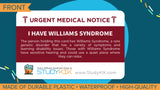 Williams Syndrome Assistance Card - 3 Pack